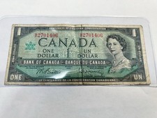 1967 Canada  commemorative  one dollar bill Banknote#0128
