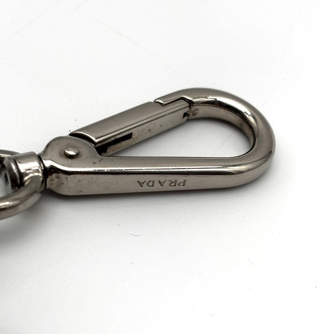 beautiful PRADA Edward robot keychain bag charm triangular logo plate saffian thumbnail 6