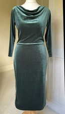 Women’s H&M  Stretch Velvet Cowl Neck Dress Size S Green 3/4 Sleeve NEW + Tags