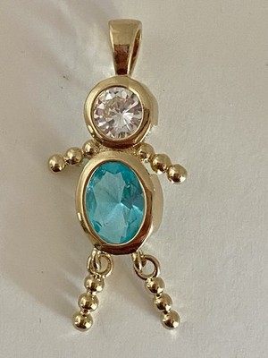 DECEMBER  24k GOLD FILLED BOY BIRTHSTONE BRAT /KID / BABY CHARM