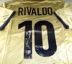 Rivaldo / Autographed F.C. Barcelona Nike Pro-Style Soccer Jersey / Beckett
