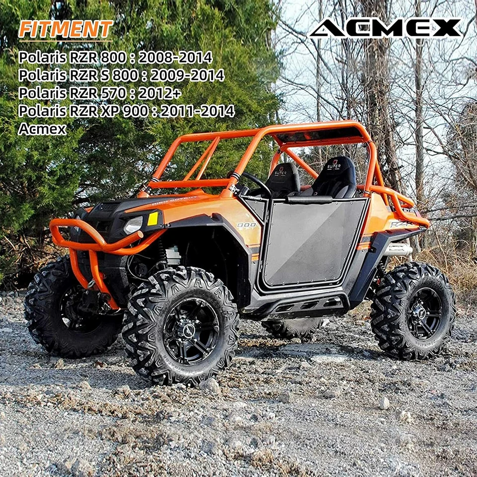 Puertas metálicas para Polaris RZR 800/S 800/XP 900/570 2008-2014 2 puertas negras paquete de 2 Foto 2 de 4