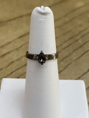 Dixi Designer Signed 925 Sterling Silver Smokey Quartz Band Ring Size 5