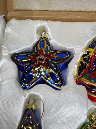 Handblown GLASS Christmas Religious Ornament Vintage Vibrant New Set Of 6 Church - Picture 7 of 10
