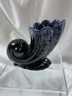 Vintage Signed Anna Van Briggle Blue Drip Glaze Cornucopia Vase