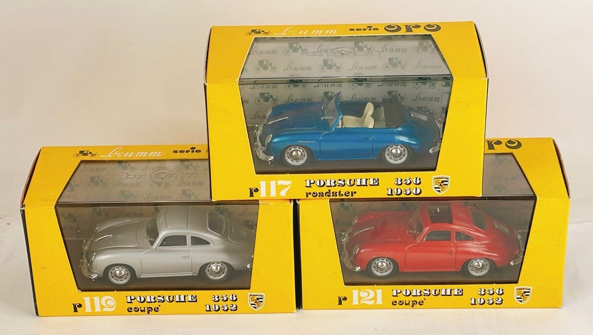 ポルシェ356 ブルム　1/43スケール PORSCHE 356 Roadster Vintage Diecast Brumm 1/43 #117 #119 #121 Set