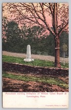 Cummington Massachusetts, William Cullen Bryant Birthplace Monument VTG Postcard