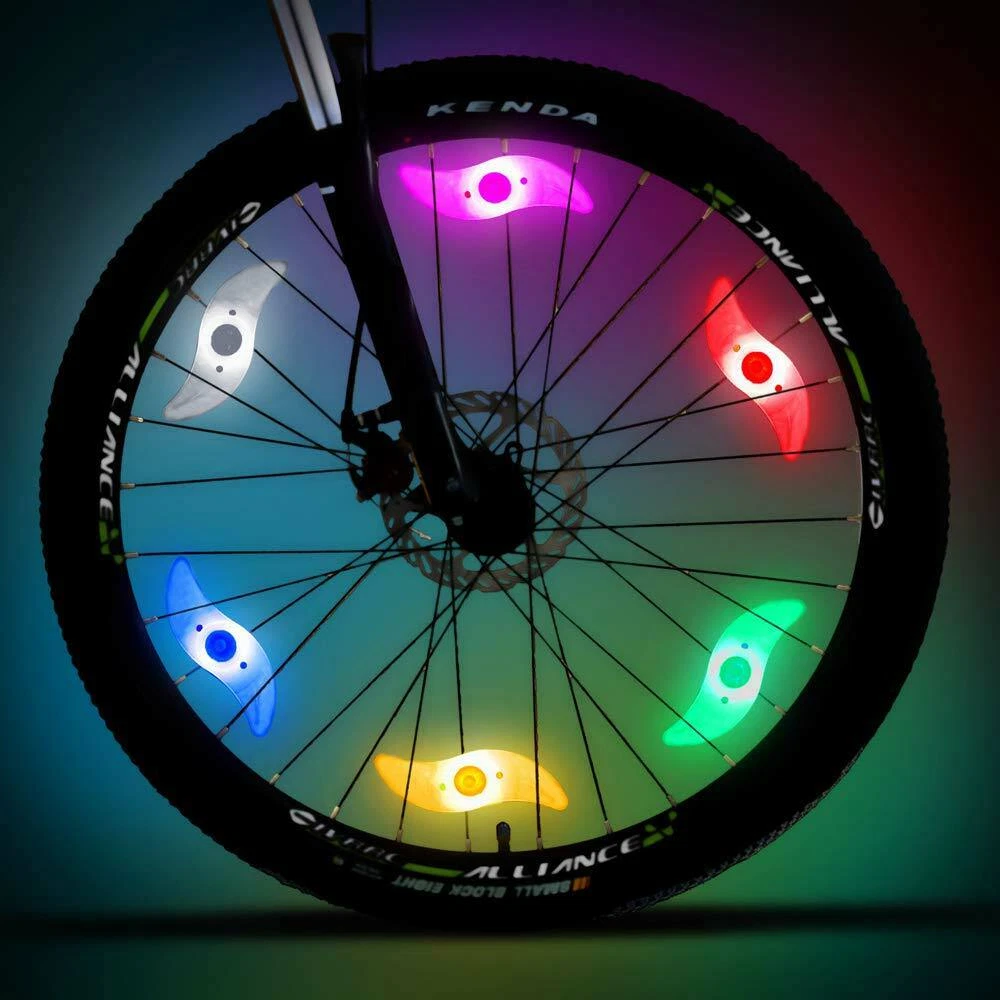 2 X COLOUR Bike LED Lights Bicycle Cycling Wheel Spoke Wire Tyre Bright  Flashing