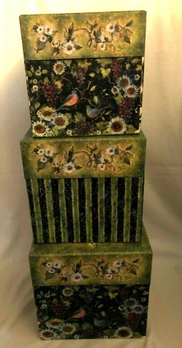 LANG BOB'S DECORATIVE BOXES - VARIOUS DESIGNS - S/3 - 9",8" & 7" SQ - YOU CHOOSE - Picture 5 of 8