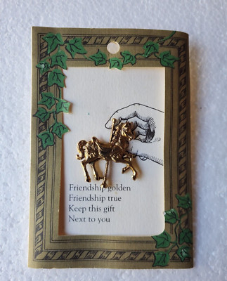 Vintage 1991 Valley Casting Gold Plated Carousel Horse Brooch Christmas Pin Gift