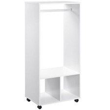 Open Wardrobe with Clothes Rail and Bottom Cube Box Shelf Storage Shelves WHITE