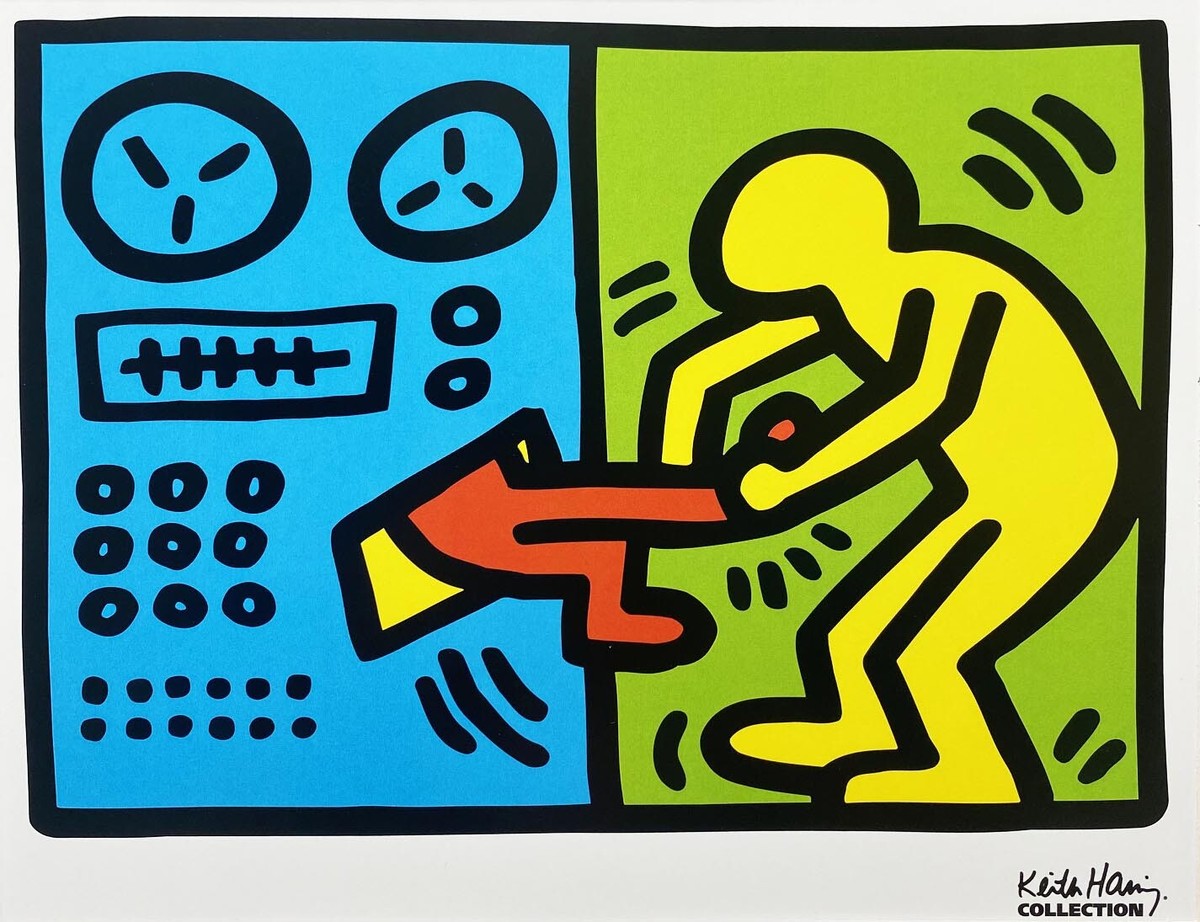 Keith Haring、No.38、希少画集画、新品額装付、状態良好 Keith Haring, Pop Shop IV (Plate 3), from the Pop Shop IV