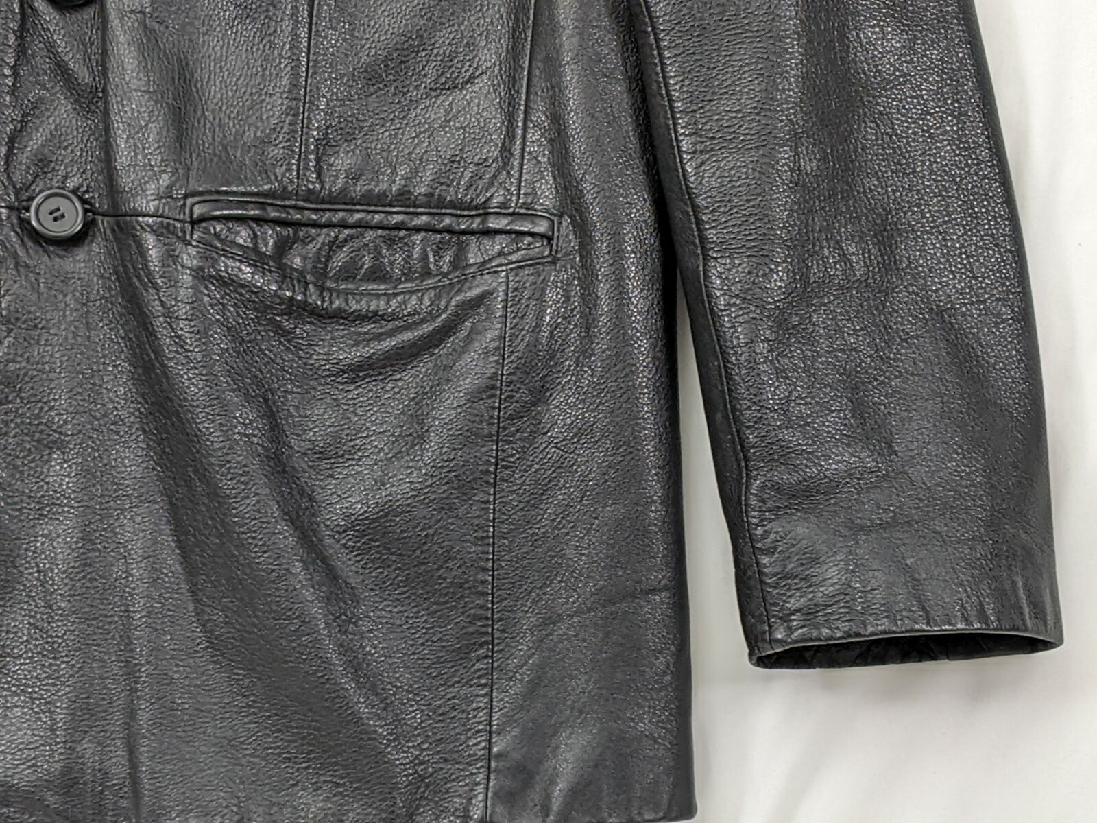 Wilsons Men's Large Black Leather Jacket Button F… - image 4