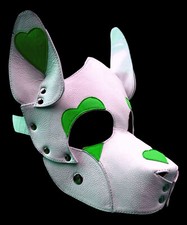 Leather Puppy Cosplay Dog Head Mask Party adjustable one size fit all,pup play