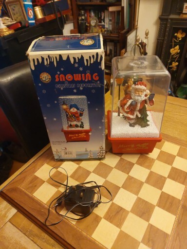 Boxed Snowing Christmas Ornament Snow Box Santa Snow Fountain Table Top by TUV