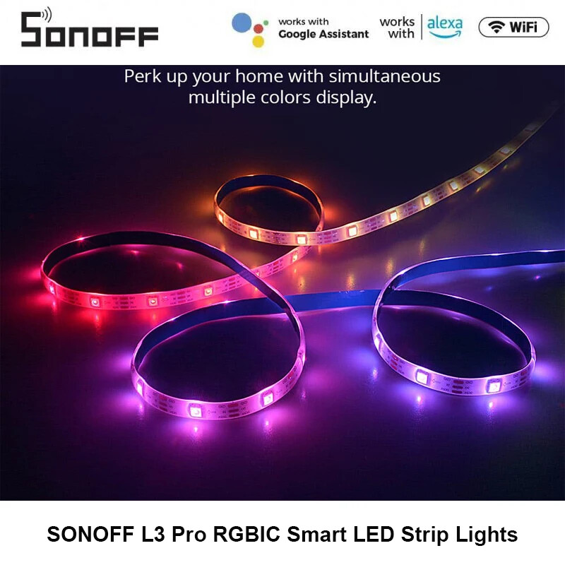 SONOFF L3 Pro 5M RGBIC Wifi Smart LED Strip Lights 16.4Ft Wireless Remote Voice/