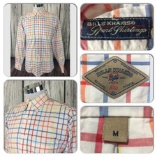 EXC COND BILLS KHAKIS MENS MEDIUM USA MADE MULTICOLOR PLAID SOFT COTTON SHIRT~~