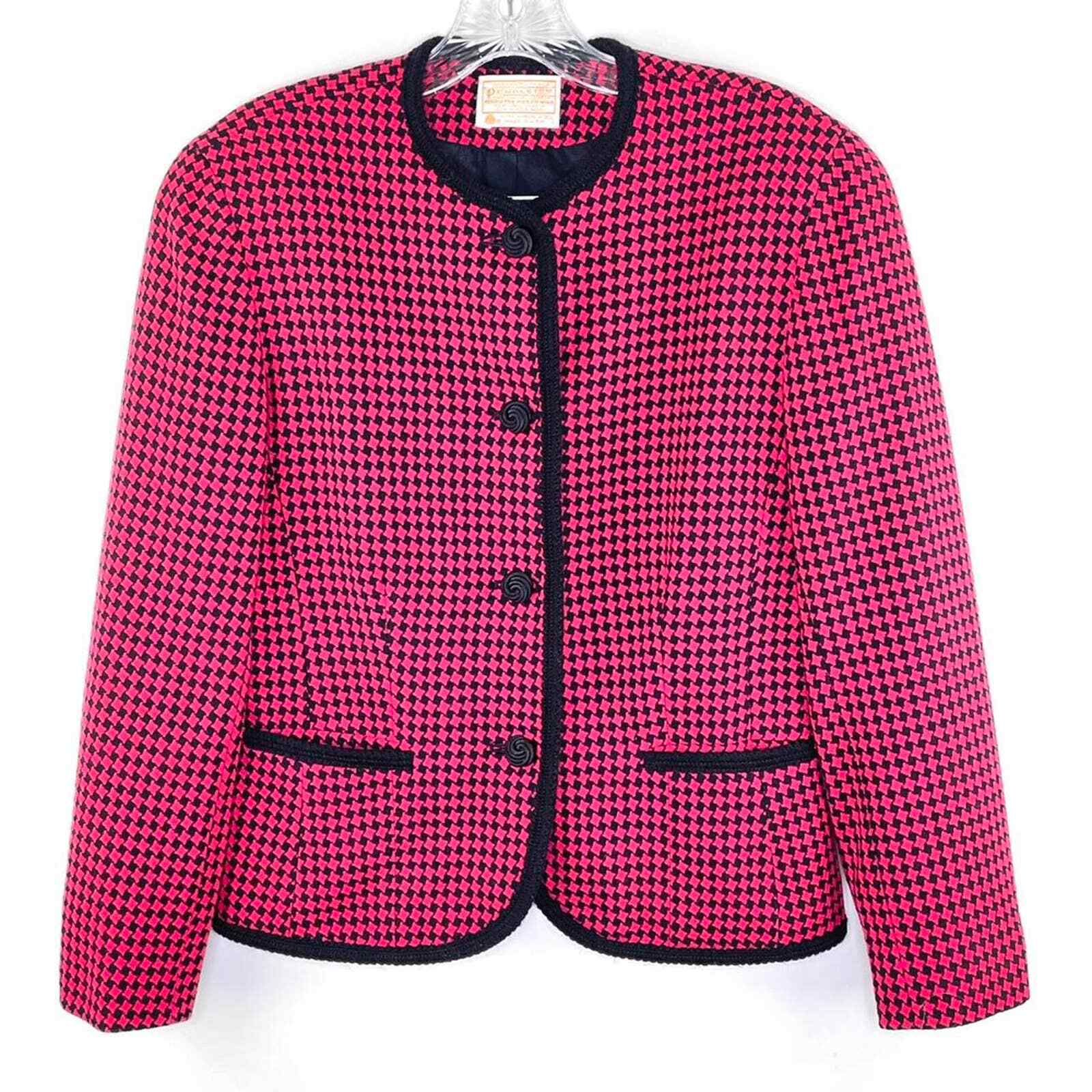 Pendleton 100% Virgin Wool Checked Pink Black Vin… - image 2