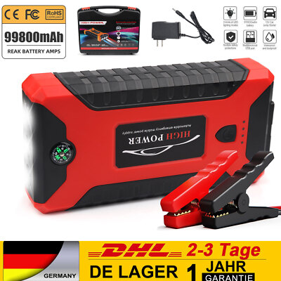 99800MAH AUTO KFZ STARTHILFE JUMP STARTER 12V LADEGERÄT BOOSTER POWERBANK PKW DE