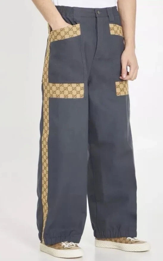 Pantalon style vêtements de travail Gucci GG Supreme en toile S/M