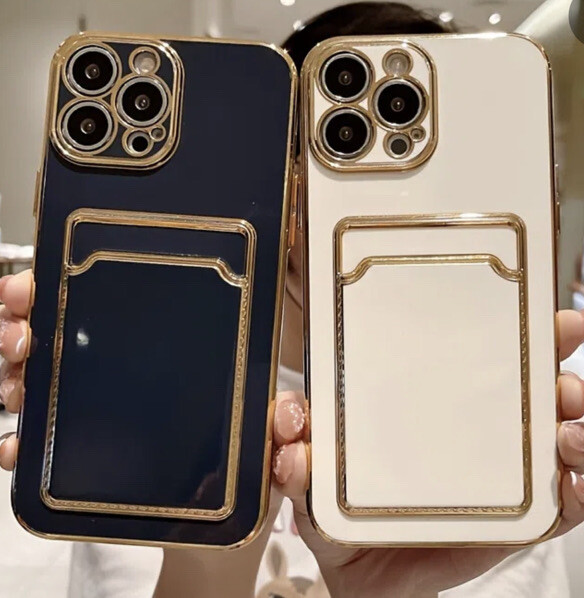 Electroplated Card Holder Phone Case for iPhone 12 and 12 Pro-image