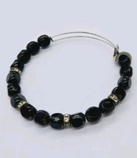 Alex and Ani Charm Bracelet Black Flat Silver tone OSFM One Size