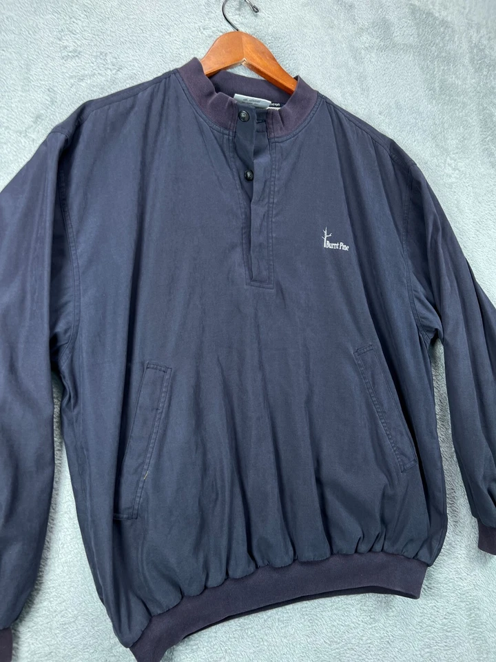 Chaquetas grandes de golf pulóver Slazenger azul marino softshell logotipo de pino Henley para hombre Foto 3 de 4