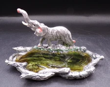 Metal and enamel elephant trinket dish