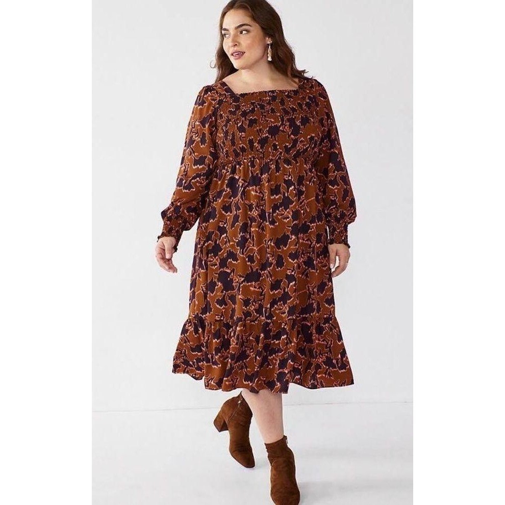 brown smocked dress Complete Together Brown Smocked Maxi Dress