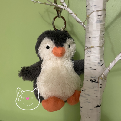 Jellycat PEANUT PENGUIN BAG CHARM New NWT Keychain Key Ring Toy