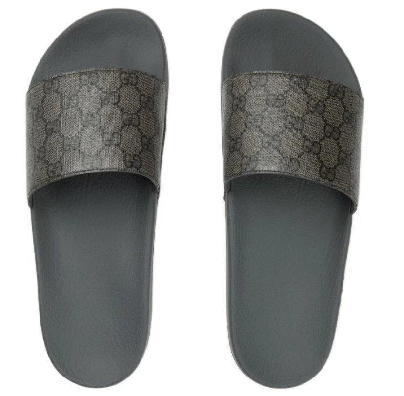 NOUVELLES SANDALES HOMME GUCCI GG SUPREME NOIR GRIS SLIDE CAOUTCHOUC CHAUSSURES 5 / US 5,5