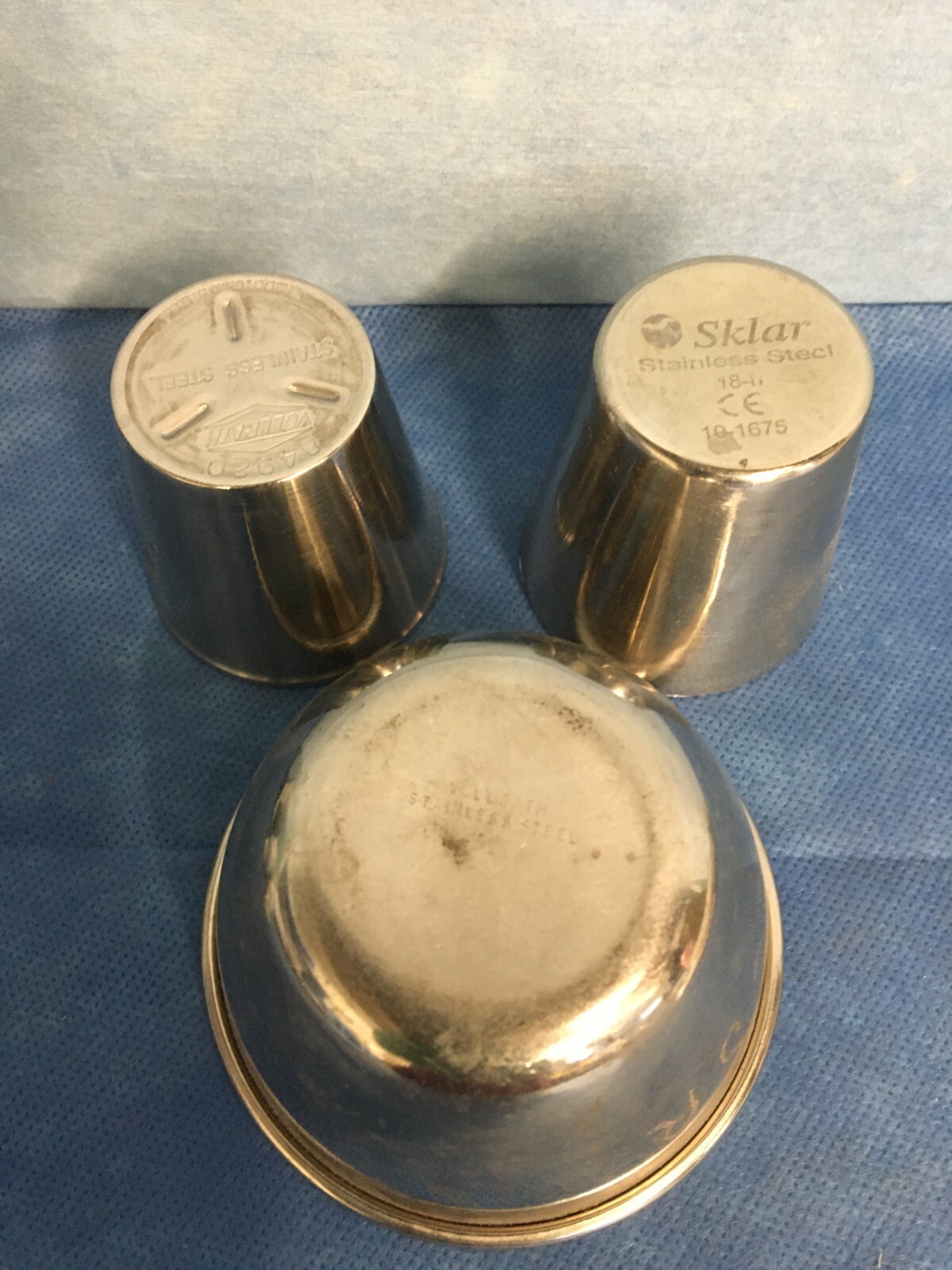 Vollrath 6926, 84920, and Sklar 10-1675 Stainless Steel Cups and Bowls
