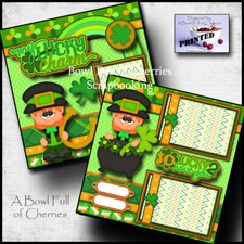LUCKY CHARM  2 premade scrapbook pages ST. PATRICKS paper piecing CHERRY 0052