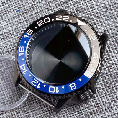 Seiko Nh34 GMT 20 Atm42mm Saphirglas Schwarz Pvd Uhrengehäuse Passen Skx Seiko Nh35 Mod