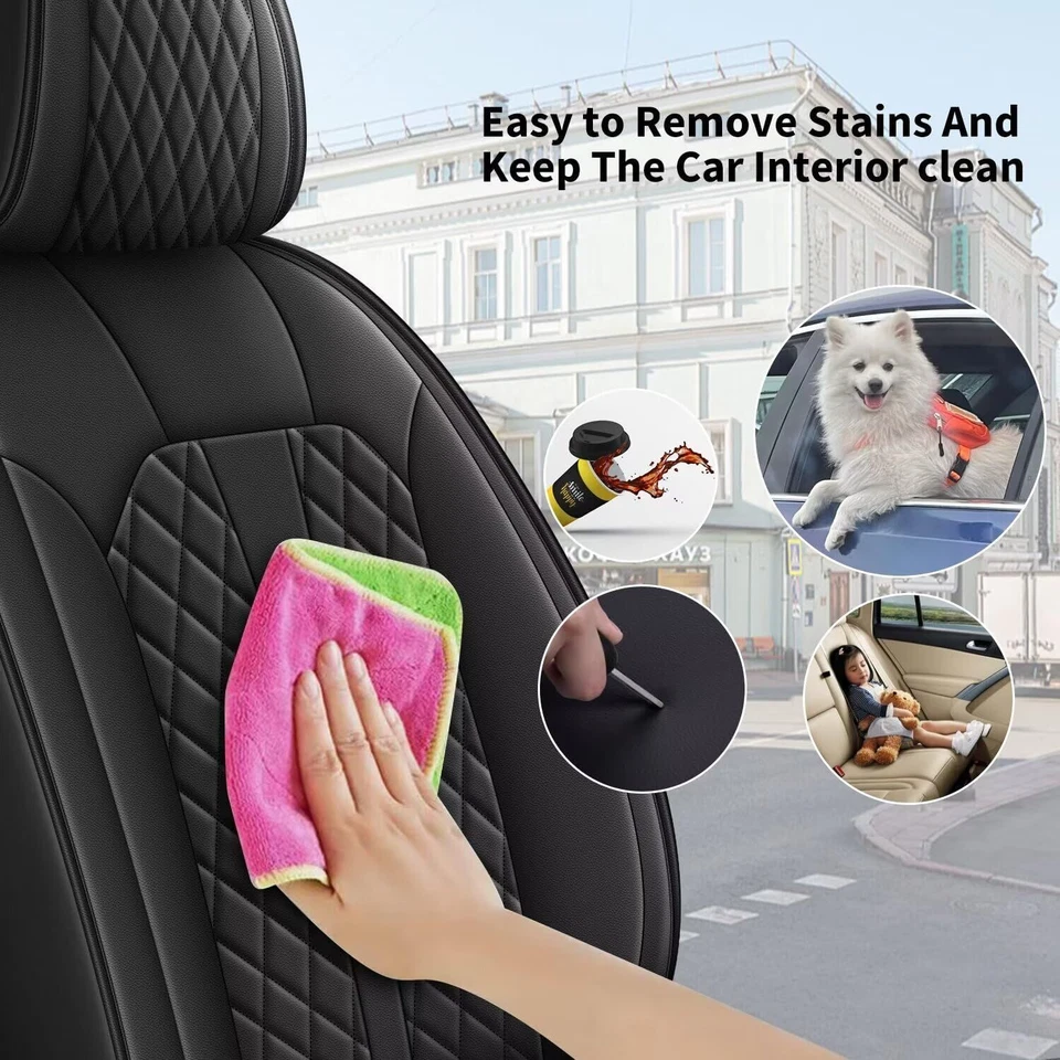 Full Set Faux Leather 5-Seat Covers Front & Rear Seat For Lincoln MKS 2009-2016 Foto 2 de 4