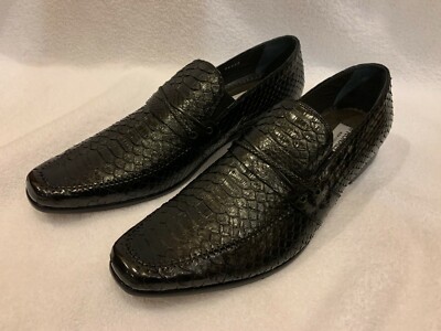 Ronaldo Fine Italian Black Python Snake Skin Slip On Shoes Made In Italy  ART13