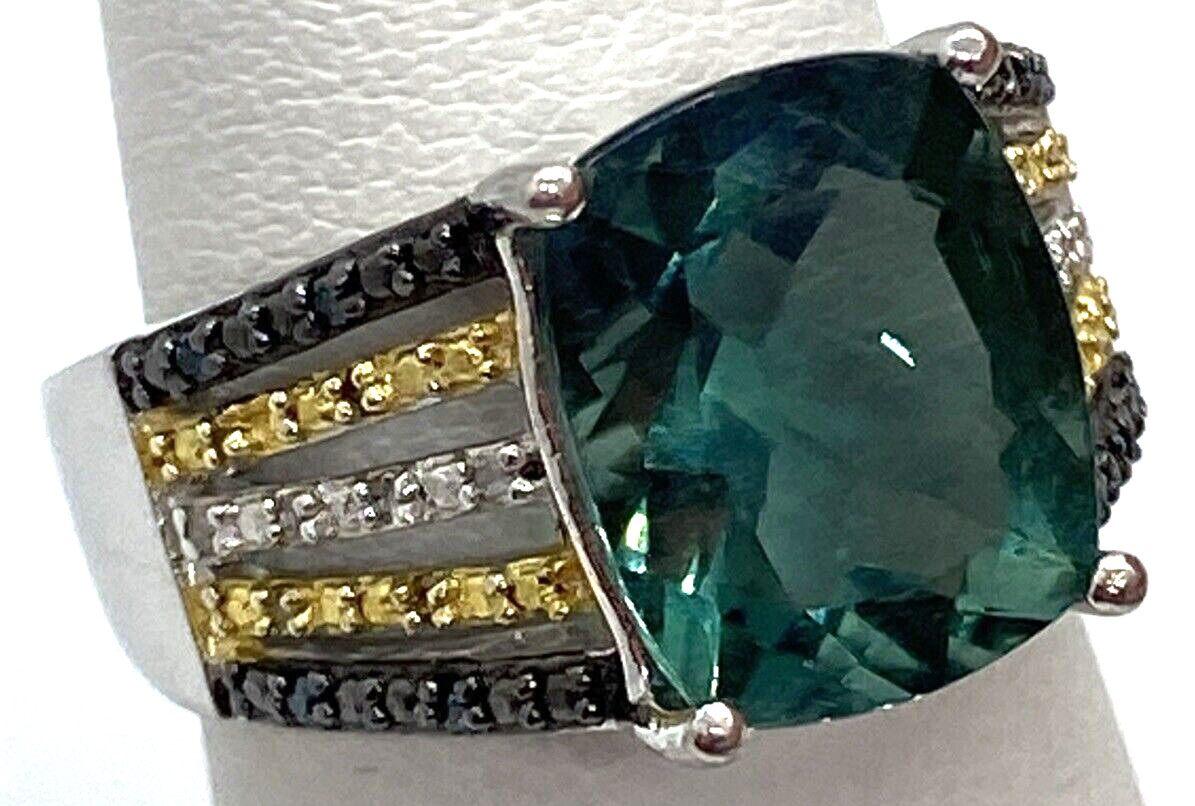 Beautiful Sterling Silver / 925 Simulated Emerald… - image 2