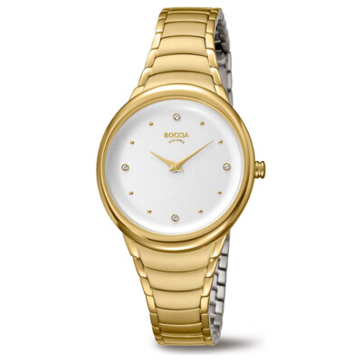 BOCCIA Damenuhr Quarz Reintitan Goldfarben Mineralglas bar