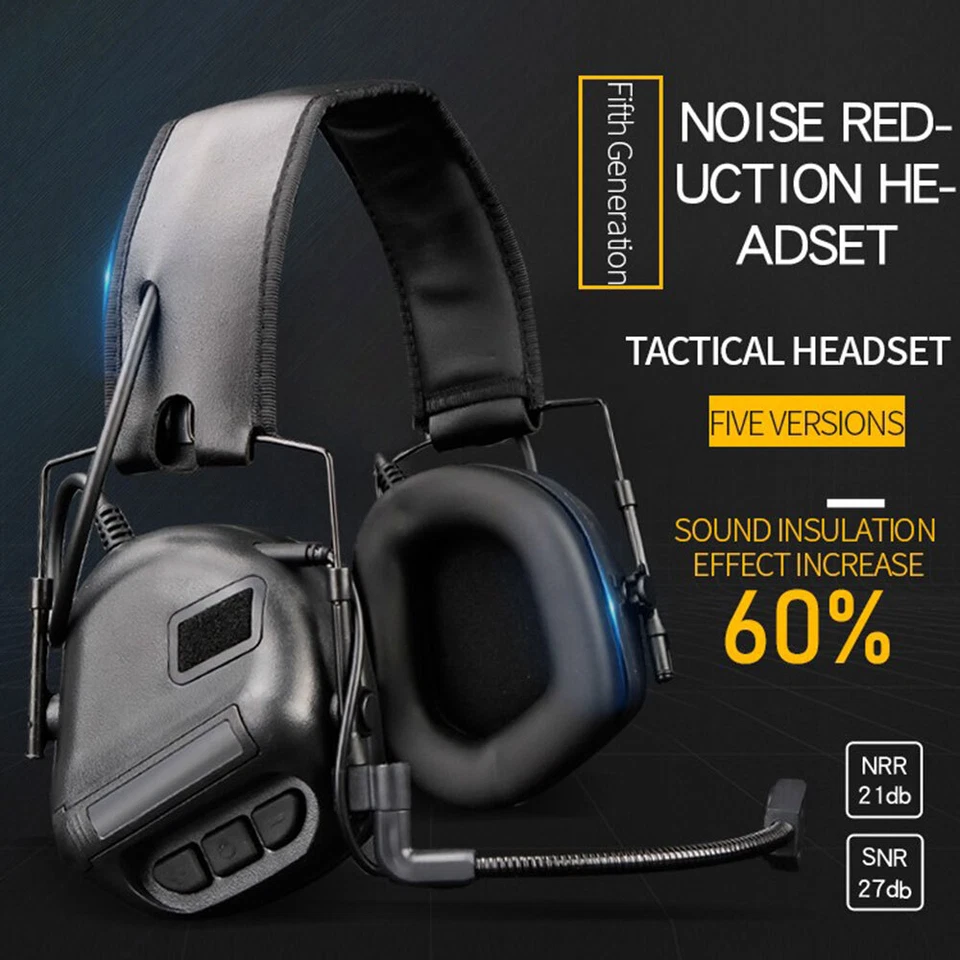 Tactical Headset Military Noise Reduction walkie-talkie Ear Muffs Headphones - Image 2 of 4