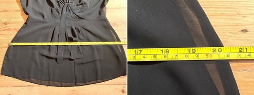 Esprit Black Sheer Top Blouse~UK 10 36 S~Frilly~Gathered Adjustable Long Sleeves - Picture 19 of 21