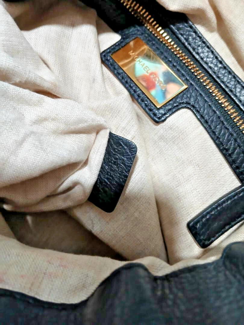 BORSA A TRACOLLA MICHAEL KORS PELLE NERA Hobo Satchel Tote manico treccia oro