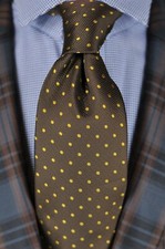 Umberto Algodon by Lord R Colton Brown And Yellow Dot Woven Necktie