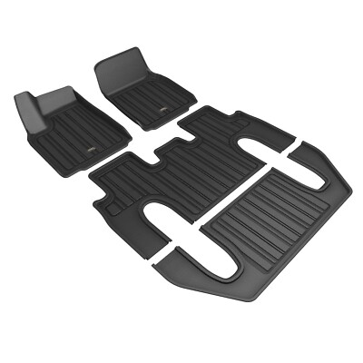 3D 2022-2025 Fits Tesla Model X 6-Seat Elitect Black 1st 2nd 3rd Row Floor Mat