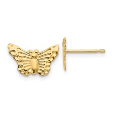 Real 14kt Yellow Gold Madi K Butterfly Post Earrings