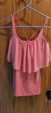 New Juniors Studio By Capezio Solid Pink Ruffly Dance Solid Pink Tank Top Sz Xs