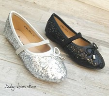 Infant Toddler Girls Slip On Glitter Flat Shoes Size 4-9 New