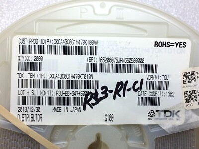 CKCA43C0G1H470KT010N TDK CAP ARRAY 47PF 50V NP0 1206 ROHS 100 PIECES