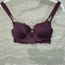 Aerie Real Power 34B Royal Berry Balconette Slumber Party Lace Bra