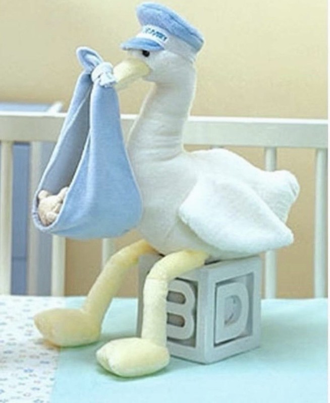 New AURORA Delivery Stork with Teddy Bear/ Large Blue Baby Boy Stuffed Plush Toy
