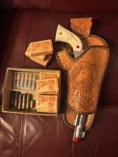 Vintage Nichols Stallion 45 Cap Gun w/Cartridges Holster And 8 Boxes Caps